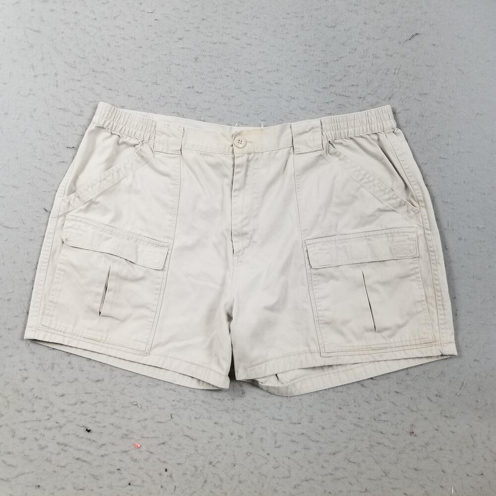 Talos Shorts Mens 42 Beige Cargo Cotton Elastic Waist 6 Inseam Casual Outdoor